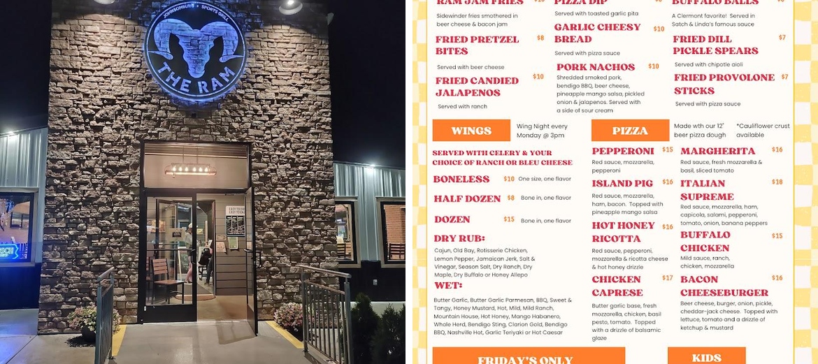 The Ram Sports Bar & Grill Menu