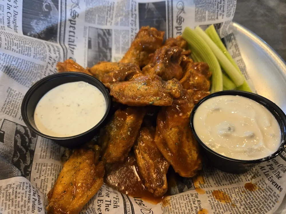 Hot Ranch Wings with Blue Cheese and Ranch