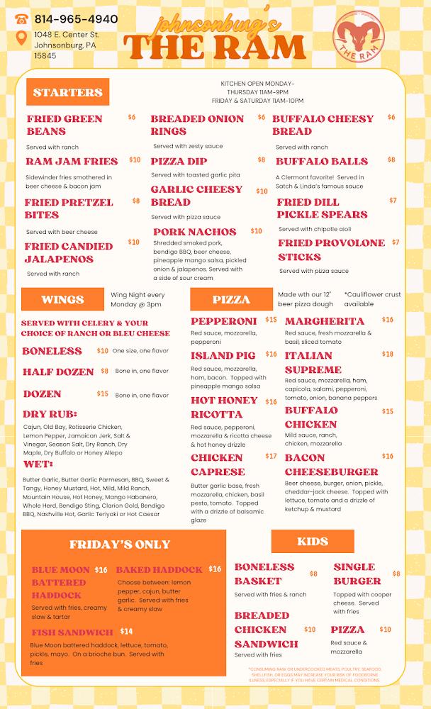 The Ram Sports Bar & Grill Menu image 1